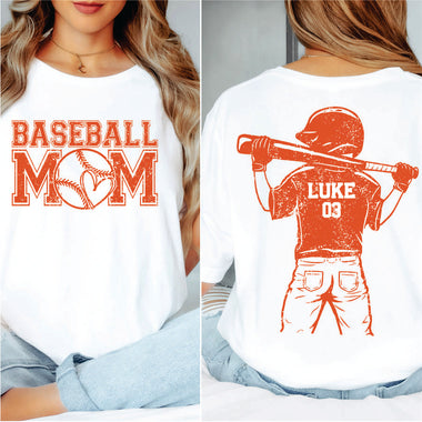 Custom Baseball Mom Orange w player name & number