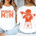 Custom Baseball Mom Orange w player name & number