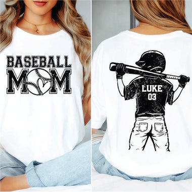 Custom Baseball Mom Black w player name & number