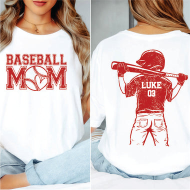 Custom Baseball Mom Red w player name & number