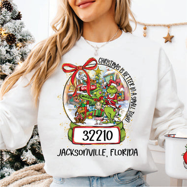 Custom Mean Guy Christmas is Better in a Small Town - Zip code & City