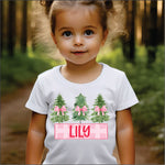 Custom Pink Check Christmas Trees w name