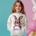 Custom Faux Yarn Bunny in Pink w name