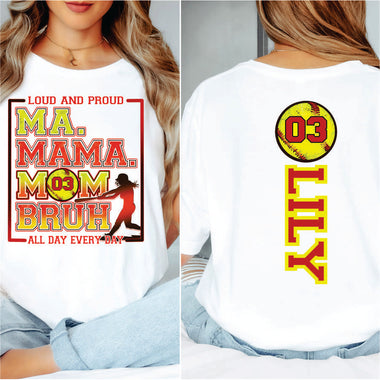 Custom Softball Ma Mama Mom w player name and number