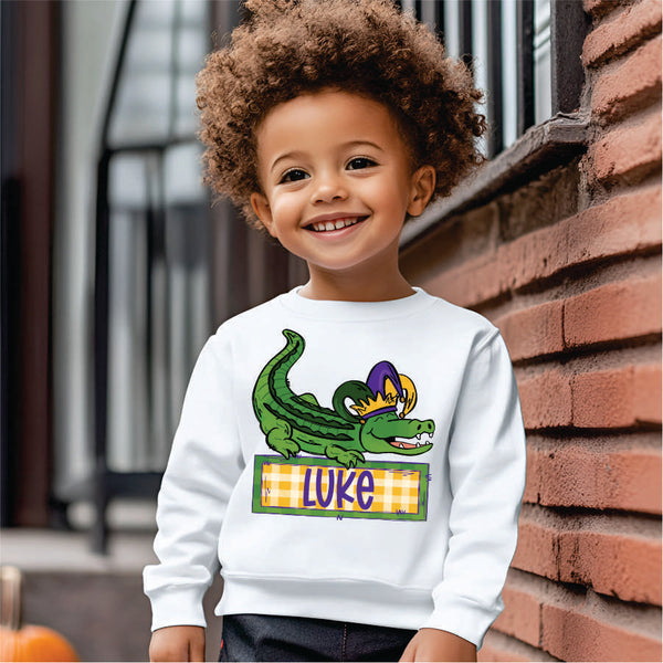 Custom Mardi Gras Gator w name – Sweet Tee Transfers