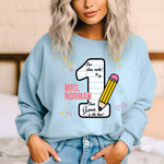 Custom Paper Number First Grade Teacher DTF Transfer