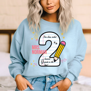Custom Paper Number Second Grade Teacher DTF Transfer
