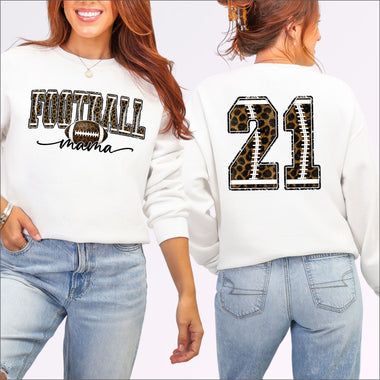 Custom Leopard Football Mama Front and Back DTF Transfer