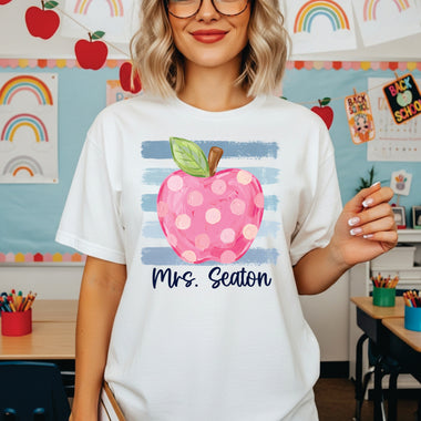 Personalized Polka Dot Apple DTF Transfer