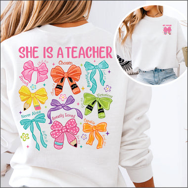 Custom She is Teacher - w name 2 part