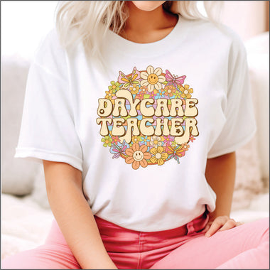 Day Care Teacher Round Spring Floral DTF Transfer