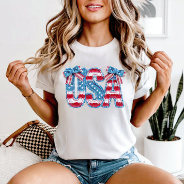 USA Denim with fringe and bows