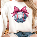 Disco Baseball Pink Ribbon DTF Transfer