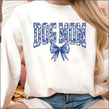 Dog Mama Blue Floral DTF Transfer