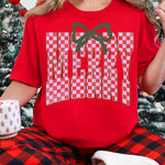 Checkered Merry Bow DTF Transfer DTF Heat Press Transfer from Sweet Tee Transfers