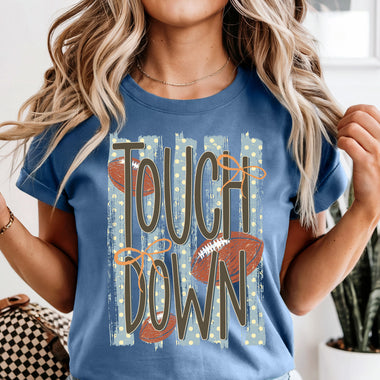 Touchdown Football Striped DTF Transfer DTF Heat Press Transfer from Sweet Tee Transfers