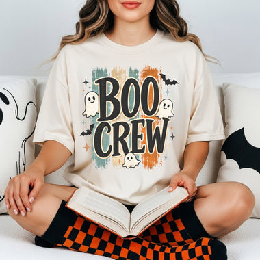 Boo Crew Striped with Ghost DTF Transfer DTF Heat Press Transfer from Sweet Tee Transfers