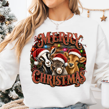 Merry Christmas Barn Animals DTF Transfer DTF Heat Press Transfer from Sweet Tee Transfers