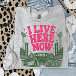 I Live Here Now Cheer Pink DTF Transfer DTF Heat Press Transfer from Sweet Tee Transfers