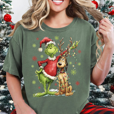 Mean Guy and Dog Christmas DTF Transfer DTF Heat Press Transfer from Sweet Tee Transfers