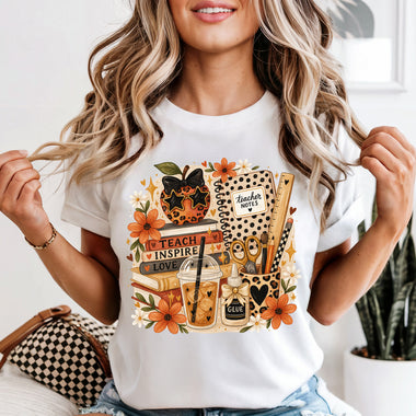 Leopard Teacher Apple DTF Transfer DTF Heat Press Transfer from Sweet Tee Transfers