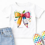 Color Pencil Bow with Apple DTF Transfer DTF Heat Press Transfer from Sweet Tee Transfers