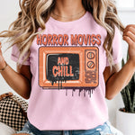 Horror Movies and Chill DTF Transfer DTF Heat Press Transfer from Sweet Tee Transfers