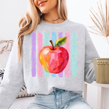 Apple Striped Watercolor DTF Transfer DTF Heat Press Transfer from Sweet Tee Transfers
