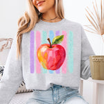 Apple Striped Watercolor DTF Transfer DTF Heat Press Transfer from Sweet Tee Transfers
