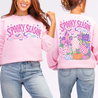 Spooky Season Bright Front and Back DTF Transfer DTF Heat Press Transfer from Sweet Tee Transfers
