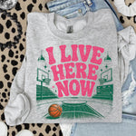 I Live Here Now Basketball Pink DTF Transfer DTF Heat Press Transfer from Sweet Tee Transfers