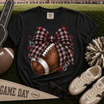 Red Black and Grey Gingham Bow Football DTF Transfer DTF Heat Press Transfer from Sweet Tee Transfers