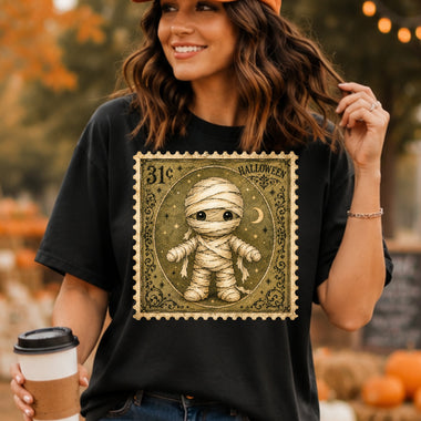 Retro Halloween Stamp Mummy DTF Transfer DTF Heat Press Transfer from Sweet Tee Transfers