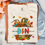 BSN Fall Pumpkin Thankful Grateful Blessed DTF Transfer DTF Heat Press Transfer from Sweet Tee Transfers