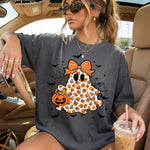 Girl Ghost with Bow and Pumpkin DTF Transfer DTF Heat Press Transfer from Sweet Tee Transfers