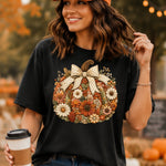 Stitched Floral Pumpkin DTF Transfer DTF Heat Press Transfer from Sweet Tee Transfers