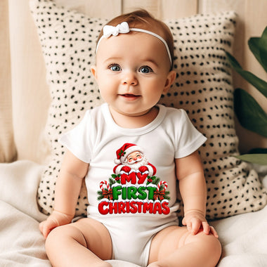 My First Christmas Red and Green DTF Transfer DTF Heat Press Transfer from Sweet Tee Transfers