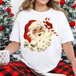 Vintage Santa with Candy Cane DTF Transfer DTF Heat Press Transfer from Sweet Tee Transfers
