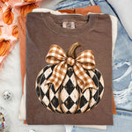 Checkered Pumpkin with Buffalo Plaid Bow DTF Transfer DTF Heat Press Transfer from Sweet Tee Transfers