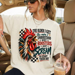 Roosters Scream to Start Their Day DTF Transfer DTF Heat Press Transfer from Sweet Tee Transfers