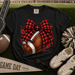 Red and Black Gingham Bow Football DTF Transfer DTF Heat Press Transfer from Sweet Tee Transfers