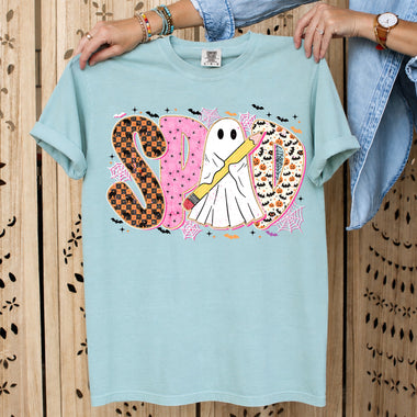 SPED Halloween Ghost Holding Pencil DTF Transfer DTF Heat Press Transfer from Sweet Tee Transfers