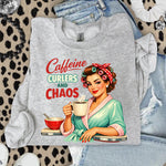 Caffeine Curlers and Chaos DTF Transfer DTF Heat Press Transfer from Sweet Tee Transfers