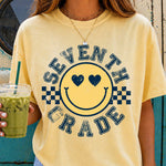 Checkered Smiley Seventh Grade DTF Transfer DTF Heat Press Transfer from Sweet Tee Transfers