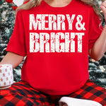 Merry and Bright Distressed DTF Transfer DTF Heat Press Transfer from Sweet Tee Transfers