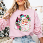 Santa Face Christmas Pink DTF Transfer DTF Heat Press Transfer from Sweet Tee Transfers