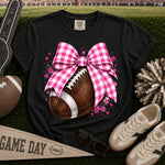 Bright Pink and White Gingham Bow Football DTF Transfer DTF Heat Press Transfer from Sweet Tee Transfers