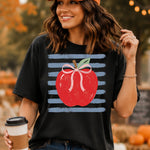 Preppy Apple with Bow DTF Transfer DTF Heat Press Transfer from Sweet Tee Transfers