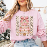 Pink Christmas Tree Leopard Stripes DTF Transfer DTF Heat Press Transfer from Sweet Tee Transfers