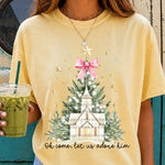 Oh Come Let Us Adore Him White Church DTF Transfer DTF Heat Press Transfer from Sweet Tee Transfers